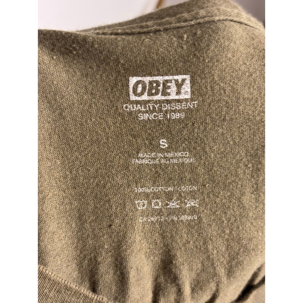 Obey | Mens Propaganda Tiger Rose Graphic T Olive Green All-City 1989 | Size S - Picture 5 of 6